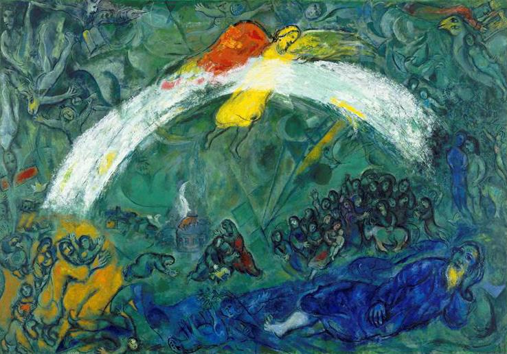 Noé et l’arc en ciel contemporain Marc Chagall Peintures à l'huile